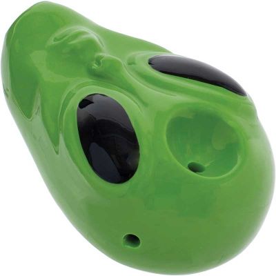 Wacky Bowlz 3.5 Inch Ceramic Pipe - Green Alien